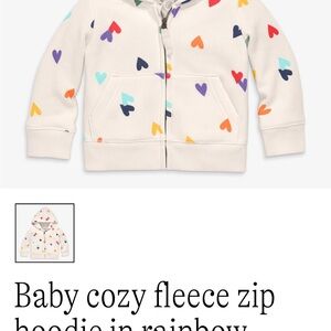 Primary Cream Hoodie with Colorful Hearts